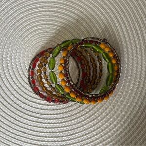 Colorful Multi-Strand Beaded Coil Wrap Bracelet